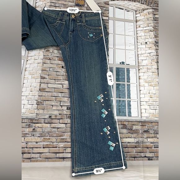 NWT Women’s Blue Identity Blue Stoned Detailed Stretchy Denim Jean (6P) FQ24 - Picture 10 of 11